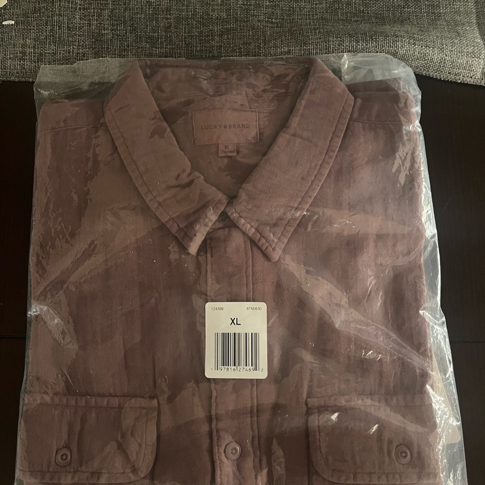 Lucky Brand Dusty Rose Short Sleeve Button-Up Shirt XL